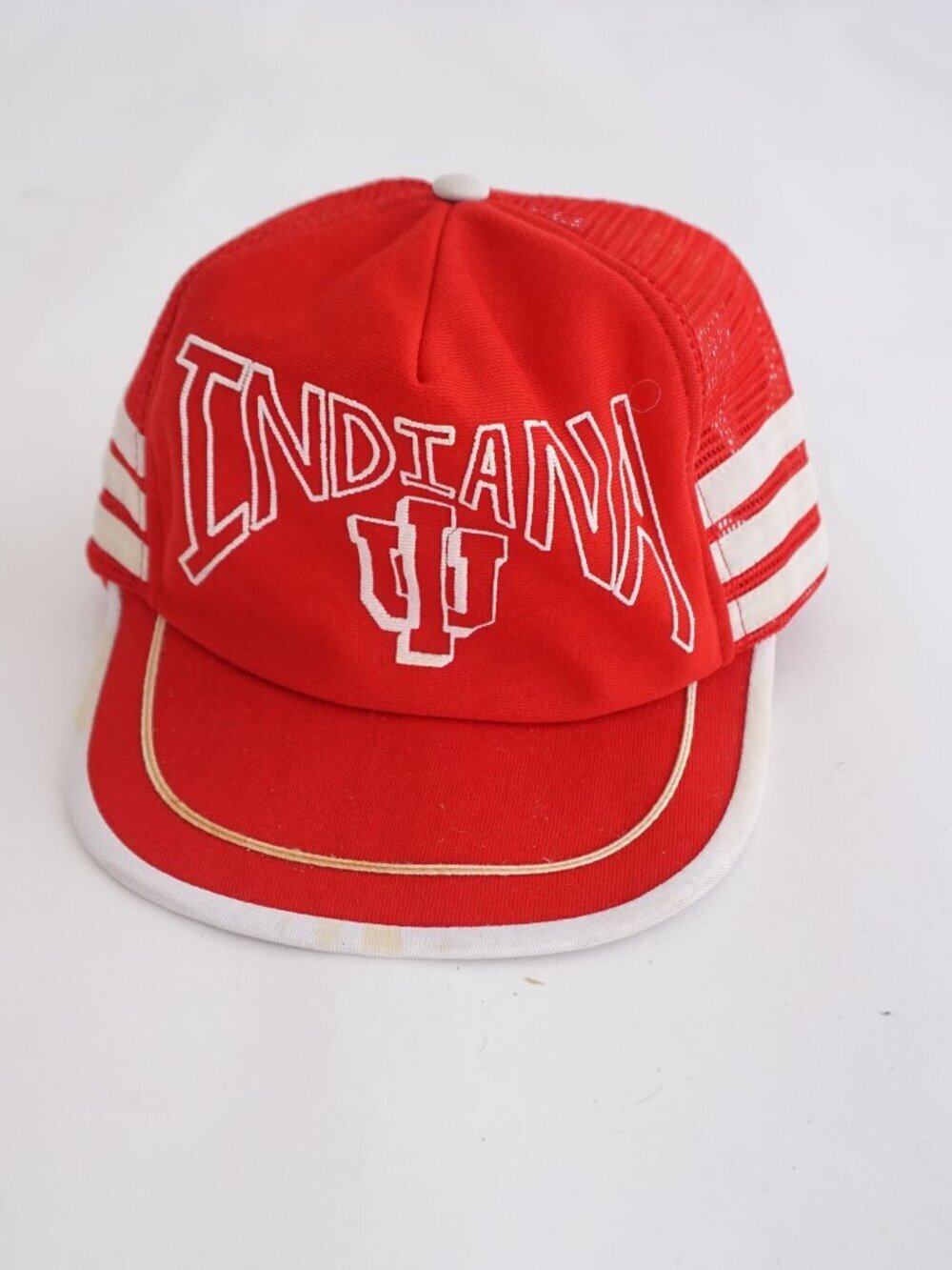 Vintage Indiana Hoosiers Red White Stripe Mesh Snapback Trucker Hat Cap USA OS